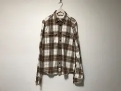 本物アバクロンビーアンドフィッチAbercrombie&Fitchコットンチェック柄ダメージ加工長袖ネルシャツメンズサーフアメカジミリタリーストリートスケーターワークビジネススーツモードゴルフドレス2XL茶ブラウンXXL
