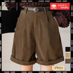 【送料無料】コーデュロイ ショートパンツ ハイウエスト 秋冬 短パン ロールアップ ハーフパンツ 膝上丈 ボトムス 着やせ オフィスカジュアル 美脚 脚長 韓国風 ショーパン 体型カバー ベーシック 脚長見せ 半ズボン 新品 未使用 CH90HPSY-001
