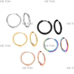 ステンレス鋼の丸いイヤリング 男性と女性のための 金と銀の色 フェードイヤーリング 男性のジュエリー フープ 2個