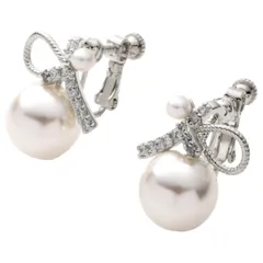 【シルバー×イヤリング】[Cream dot. クリームドット公式] イヤリング レディース  金属アレルギー ニッケルフリー ネジ式 キュービックジルコニア ビジュー パール ノット 結び目 大人 