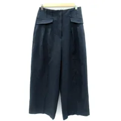 グリーンレーベルリラクシング ユナイテッドアローズ green label relaxing スラックスパンツ ワイドパンツ アンクル丈 総柄 38 紺 ネイビー 黒 ブラック /SY19