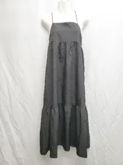 ◇ Bab バブ エンボス加工 ロング キャミワンピース サイズM ブラック レディース P  【1407260039396】