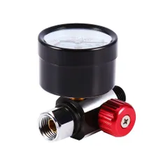 【特価セール】BSPねじ山　圧力計付き　合計57×45×48mm　耐腐食性　耐久性　組み合わせ使用可能　取り付けが簡単　汎用　エアコンプレッサーアクセサリ ＋プラスチック材質　軽量タイプ　1/4 レギュレーター　圧力計　スプレーガンエアレギュレーター　金属