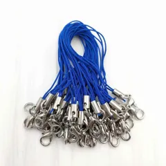 カニカン付きストラップ K-063 ブルー シルバー 70mm 45個 ストラップパーツ キーホルダーパーツ 携帯ストラップ ビーズクラブ