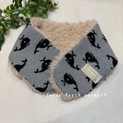 ネックウォーマー ジャガードニット 水玉 くじら グレー マフラー