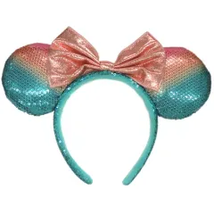【中古】アクセサリー(非金属)(キャラクター) ミニーマウス スパンコールカチューシャ(ピンク×エメラルドグリーン) 「ディズニー」 東京ディズニーランド限定