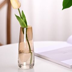 【人気商品】ZYVAHEHP 花瓶 ガラス 花瓶 おしゃれ 一輪挿し 北欧 花器 花瓶 小さい 装飾家の装飾 可愛い イエロー 15CM