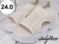 【JudyRose】レディース 厚底 サンダル メッシュ ベージュ 24㎝ 250507W015