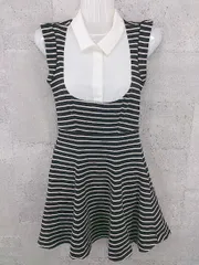 ◇ snidel スナイデル ボーダー ノースリーブ ミニ ワンピース サイズ0 アイボリー ブラック レディース  【1002800797431】