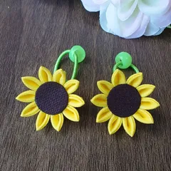 つまみ細工　ヒマワリのキッズヘアゴム