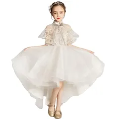 【新品】 [VIISEN] 子供 ドレス キッズ ピアノ 発表会 ドレス 女の子 演奏会 ドレス ジュニアドレス フォーマル 子どもドレス 結婚式 誕生日 花嫁介添人 パーディー 上品 刺繍 エレガント 110-170cm (2/中長ホワイト, 130)