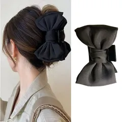 【数量限定】ヘアクリップ オフィス ヘアクリップ シンプル ヘアアクセサリー バンスクリップ 多重リボン まとめ髪 華やか 大型 ヘアクリップ リボンバンスクリップ ヘアアクセサリー HAPVITAL 髪留め