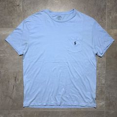 【90s】POLO RALPH LAUREN  Tシャツ  シングルステッチ  M size  ライトブルー  水色  ポロ ラルフローレン  ロゴ  刺繍  古着