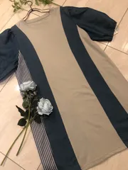 プラスサイズ✨異素材コンビネーション✨ワンピース94CM