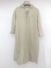 ◇ Arnold Palmer アーノルドパーマー ロゴ刺繍 レースアップ 七分袖 膝丈 ワンピース サイズ2 ベージュ系 レディース P 【1307040005224】