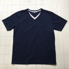 ト2502-12-3858 グリーンレーベルリラクシング　GREEN LABEL RELAXING Vネックシャツ　サマーニット　ネイビー　Ｍ