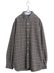 【お得なクーポン配布中!】 90s ラルフローレン チェック 3点留め オックスフォード 長袖 ボタンダウン シャツ メンズ L オールド ポロ コットン マチ付き ワイシャツ