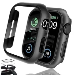 AppleWatch ケース アップルウォッチ SE3 SE2 SE 6 5 4 カバー ガラス 40mm 44mm 保護 ケース 防水 applewatch シリーズ SE 6 5 4 耐衝撃 ブラック