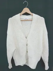◇ ⊇ PLST プラステ シンプル ゆったり 長袖 ニット カーディガン サイズM ホワイト レディース P  【1409090032721】
