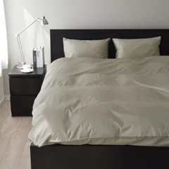 新品 掛け布団カバー クイーン 日本製 綿100％ 防ダニ 布団カバー 350本高密度生地 サテン 北欧 シルクのような肌触り ホテル仕様 掛けカバー 掛けふとんカバー ノーブル (クイーン シェルグレージュ)