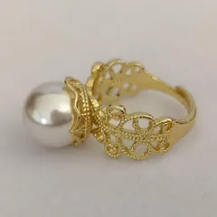 貝パール ゴールド レースリング