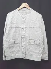 ◇ ⊇ Alma Design アルマデザイン ステッチ ノーカラー 長袖 ジャケット ブルゾン サイズM グレージュ系 レディース E  【1505290024662】