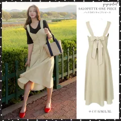 サロペット ワンピース レディース オールインワン ジャンパースカート後ろのリボンがポイントになり、可愛いオールインワンですインナー次第で、様々なコーディネートを楽しんでいただけます