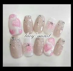 ぷっくりハートキルティング　グラデーションジェルネイルチップ