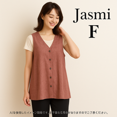 AS0329 Jasmi シルク100％ ノースリーブシャツ ベスト風 トップス Fサイズ