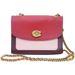 コーチ　COACH　レザー　カラーブロック　ショルダーバッグ　29390　レッド/バーガンディ/ピンク