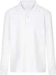 SCHOOL HERO スクールポロシャツ 長袖 吸汗速乾《ドライでサラサラ》抗菌消臭《清潔感キープ》高機能素材Locool使用 《男女兼用》シワになりにくい 洗濯に強い《オールシーズン対応》普段使いにも最適 170cm( ホワイト,  170)