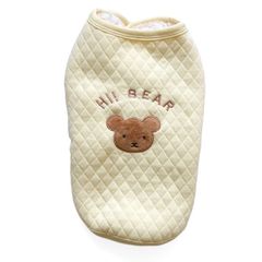★【OUTLET】【閉店セール全品半額】くまキルティングボアベスト　クリームイエロー　M アウトレット　犬服　ドッグウェア