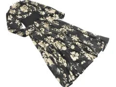rienda リエンダ 花柄 シアーギャザーフレア ワンピース sizeS/黒 ■◇ レディース
