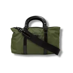 プラダ PRADA 2WAY ミニトートバッグ　ショルダーバッグ　トライアングルロゴ　テスートナイロン　カーキ　グリーン　三角ロゴ