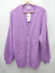 ◇ ◎ ●未使用● ⊇ Alma Design アルマデザイン 長袖 ニット カーディガン サイズM パープル レディース P  【1410160015247】