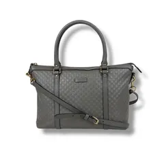 GUCCI グッチ　マイクロシマレザー　ミニトートバッグ　ショルダーバッグ　2WAY ライトグレー　レザー