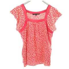 MARC JACOBS マークジェイコブス シルク 総柄 フレンチスリーブ ブラウス 6 レッド系 レディース 古着