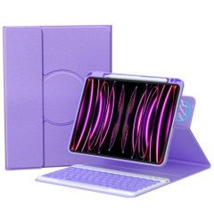 【在庫セール】縦置き対応 磁気吸着式 透明カバー キーボードケース 取り外し可能 マグネット式 第10世代 iPad 10 iPad キーボード カバー 10.9インチ インカーブキー 上部ペンシル収納 2022 クリア ケース紫