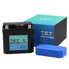 T.E.T LFP7L 超軽量 リチウムイオンバッテリーYTX7L-BS / YTX5L-BS 互換 4Ah 240CCA 51.2Wh BMS電圧計搭載 LiFePO4 バイク用TETバッテリー長期保証