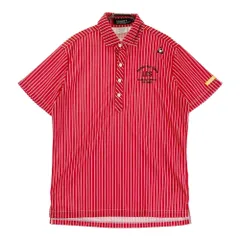 サイズ：L LECOQ GOLF ルコックゴルフ 2022年モデル 半袖ポロシャツ ストライプ柄 レッド系 [240101237620]# ゴルフウェア メンズ ストスト