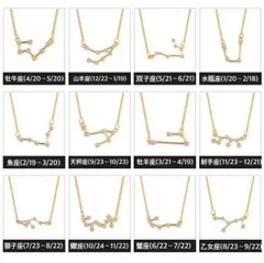 [ゴールド] 星座ネックレス 星座チャーム 12星座