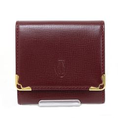 カルティエ Cartier マストライン コインケース レザー L3000158 ボルドー ゴールド金具 【中古】Sランク