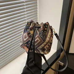 レディースショルダー巾着バッグ（幾何学）カジュアル鞄布バックアウトドア