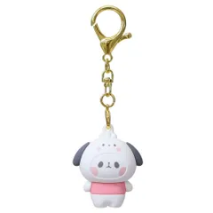 【メール便】サンリオキャラクターズxもちもちぱんだ キーリング ミニフィギュアキーホルダー ポチャッコ サンリオ カミオジャパン プレゼント キャラクター グッズ 