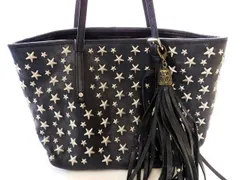 ジミーチュウ ■ おまけチャーム付き レザー 黒 ブラック スタースタッズ トートバッグ サシャ JIMMY CHOO□7F