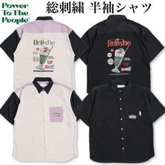 新品 メンズ 半袖 シャツ 半袖シャツ 開襟 オープンカラー クリームソーダ メロンソーダ メロンフロート アイス 刺繍 レトロ ポケット ユニセックス レディース マルチ 黒 ブラック