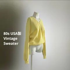 -USA製 ヴィンテージ ニット セーター アメリカ ビンテージ レアカラー 黄