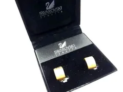 ■美品■ SWAROVSKI スワロフスキー クリスタル クリップ式 イヤリング アクセサリー レディース ゴールド系×クリア DE2450