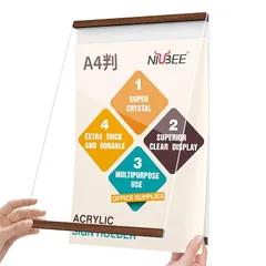 NIUBEE 賞状額縁 フォトフレーム JIS A4判 210x297mm アクリル製 磁気アクリルフレームディスプレイフレーム 樹脂製 両面テープ付き 木調 学校、企業、幼稚園 オフィス、店舗、レストランに最適 0