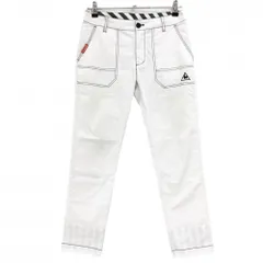 ルコックゴルフ パンツ 白×ネイビー 裾裏ストライプ レディース 9 ゴルフウェア le coq sportif